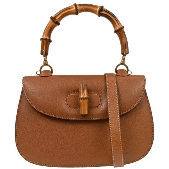 Gucci Brown Pigskin Bamboo 2way Handbag - Picture 1 of 10